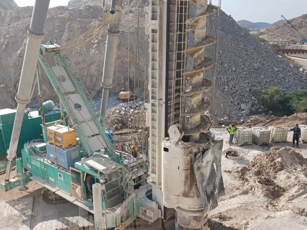 Deep foundation works for a bridge project